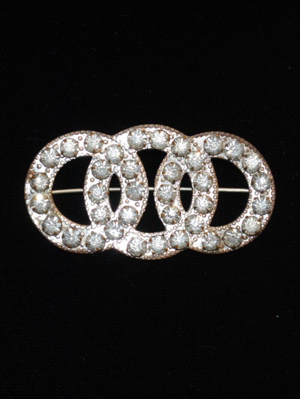 Antique Edwardian Interlocking Circles Paste Brooch / Sash Pin